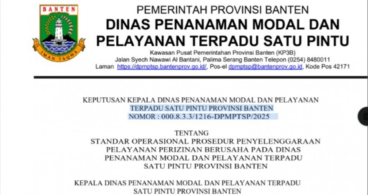 SK SOP Kepala Dinas